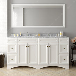 Virtu USA Talisa 72" Double Bath Vanity with Marble Top and Round Sink with Polished Chrome Faucet and Mirror - Luxe Bathroom Vanities