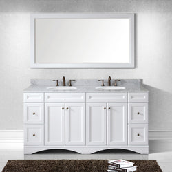 Virtu USA Talisa 72" Double Bath Vanity with Marble Top and Round Sink with Polished Chrome Faucet and Mirror - Luxe Bathroom Vanities