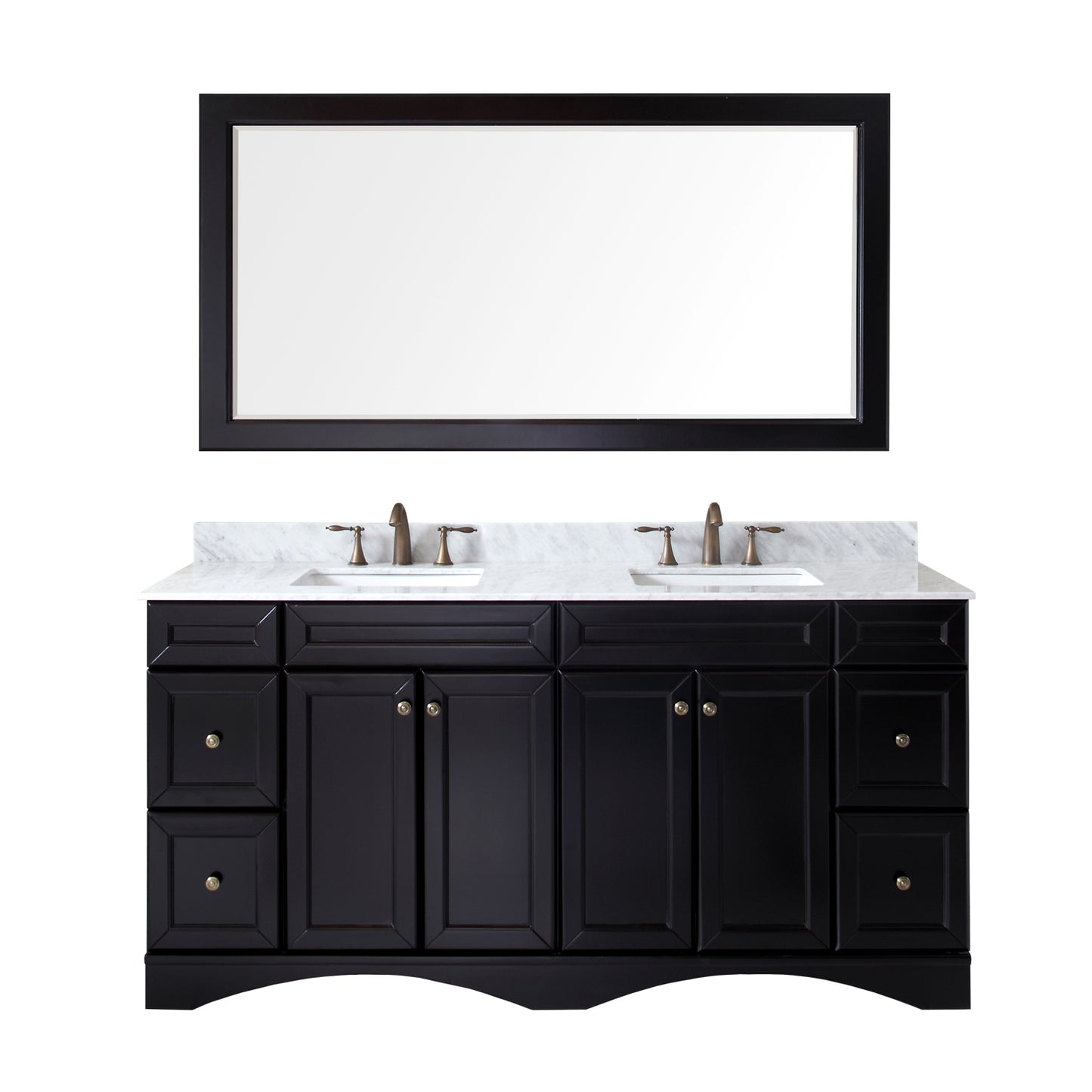 Virtu USA Talisa 72" Double Bath Vanity in Espresso with Marble Top and Square Sink with Brushed Nickel Faucet and Mirror - Luxe Bathroom Vanities Luxury Bathroom Fixtures Bathroom Furniture