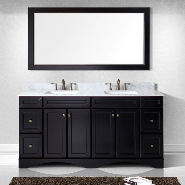 Virtu USA Talisa 72" Double Bath Vanity in Espresso with Marble Top and Square Sink with Mirror - Luxe Bathroom Vanities Luxury Bathroom Fixtures Bathroom Furniture