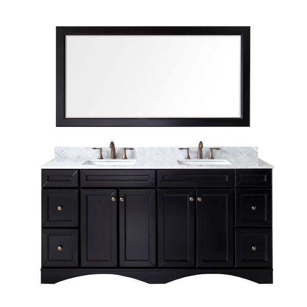 Virtu USA Talisa 72" Double Bath Vanity in Espresso with Marble Top and Square Sink with Mirror - Luxe Bathroom Vanities Luxury Bathroom Fixtures Bathroom Furniture