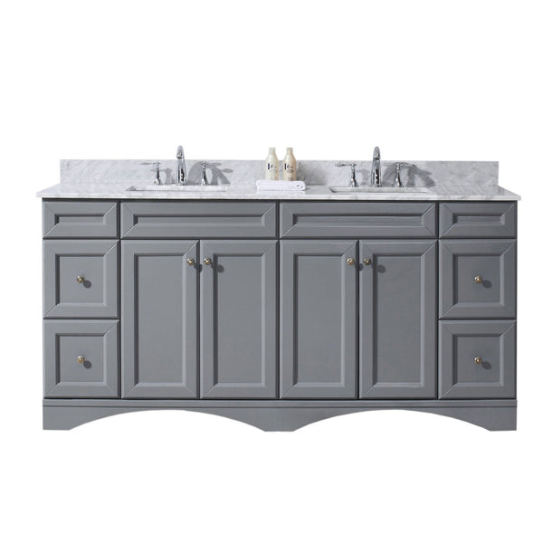 Virtu USA Talisa 72" Double Bath Vanity with Marble Top and Square Sink with Brushed Nickel Faucet - Luxe Bathroom Vanities