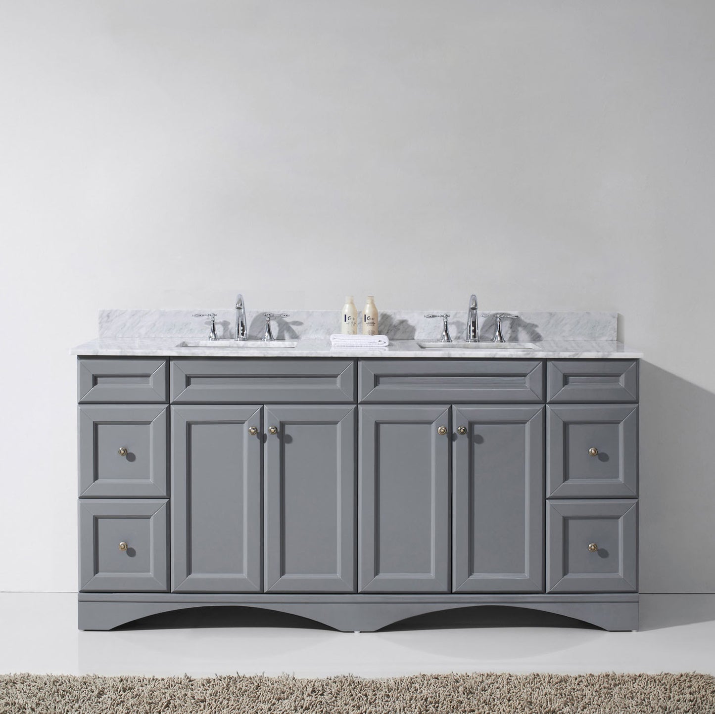 Virtu USA Talisa 72" Double Bath Vanity with Marble Top and Square Sink with Polished Chrome Faucet - Luxe Bathroom Vanities