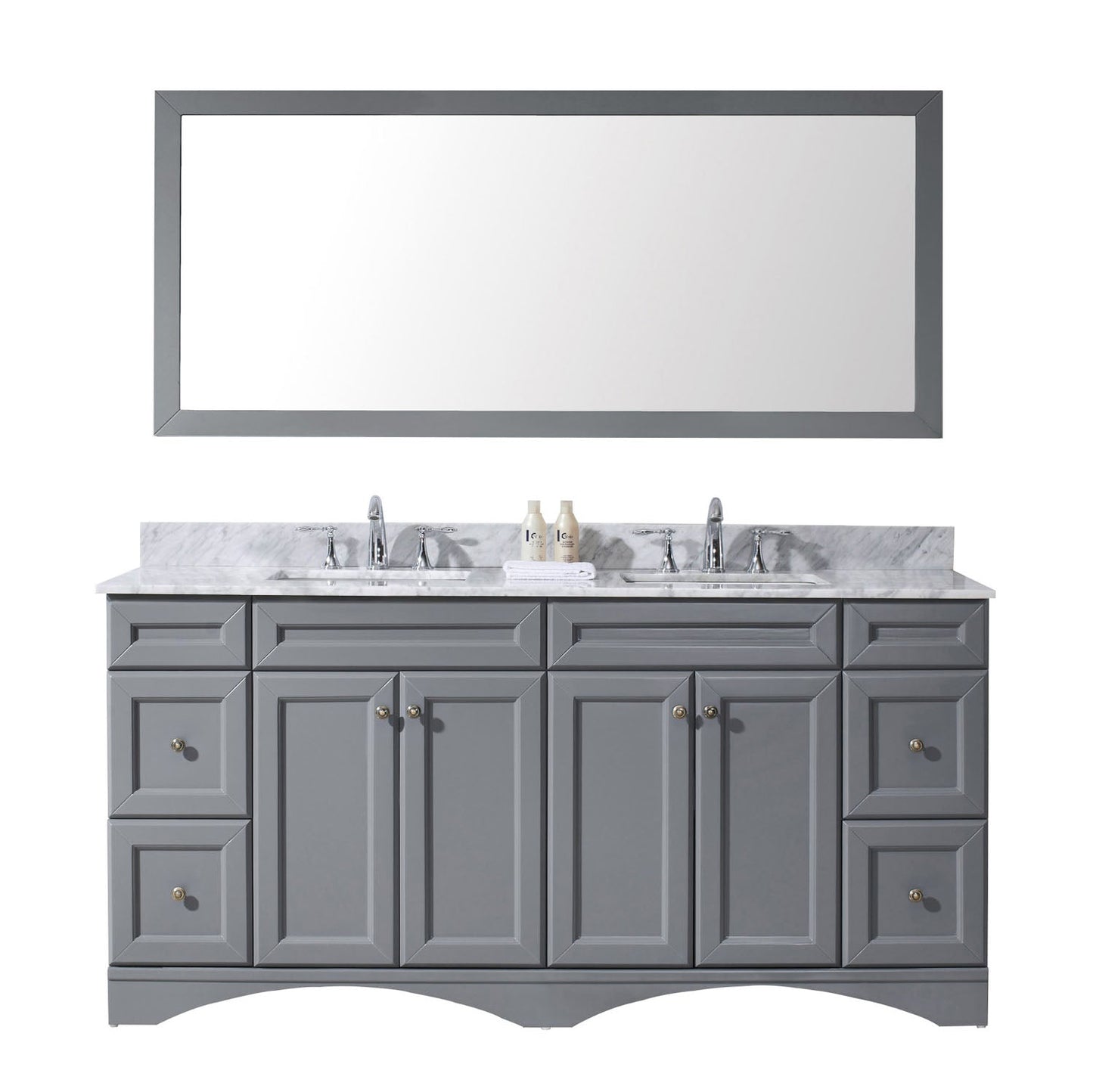 Virtu USA Talisa 72" Double Bath Vanity with Marble Top and Square Sink with Mirror - Luxe Bathroom Vanities