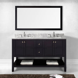 Virtu USA Winterfell 60" Double Bath Vanity with Marble Top and Round Sink with Polished Chrome Faucet - Luxe Bathroom Vanities Luxury Bathroom Fixtures Bathroom Furniture