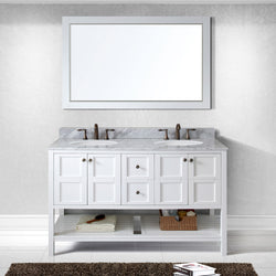 Virtu USA Winterfell 60" Double Bath Vanity with Marble Top and Round Sink with Polished Chrome Faucet - Luxe Bathroom Vanities Luxury Bathroom Fixtures Bathroom Furniture