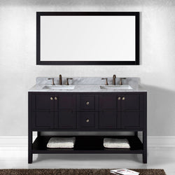 Virtu USA Winterfell 60" Double Bath Vanity with Marble Top and Square Sink with Mirror - Luxe Bathroom Vanities