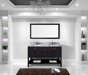 Virtu USA Winterfell 60" Double Bath Vanity with Marble Top and Square Sink with Mirror - Luxe Bathroom Vanities