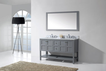 Virtu USA Winterfell 60" Double Bath Vanity with Marble Top and Square Sink with Mirror - Luxe Bathroom Vanities