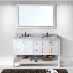 Virtu USA Winterfell 60" Double Bath Vanity with Marble Top and Square Sink with Polished Chrome Faucet - Luxe Bathroom Vanities