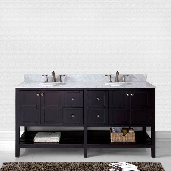 Virtu USA Winterfell 72" Double Bath Vanity with Marble Top and Round Sink - Luxe Bathroom Vanities Luxury Bathroom Fixtures Bathroom Furniture