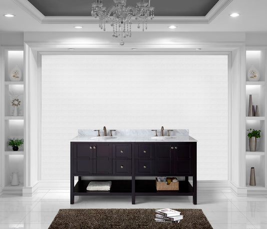 Virtu USA Winterfell 72" Double Bath Vanity with Marble Top and Round Sink - Luxe Bathroom Vanities Luxury Bathroom Fixtures Bathroom Furniture