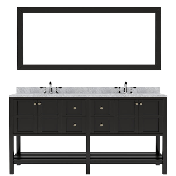 Virtu USA Winterfell 72" Double Bath Vanity with Marble Top and Round Sink with Mirror - Luxe Bathroom Vanities