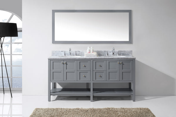 Virtu USA Winterfell 72" Double Bath Vanity with Marble Top and Round Sink with Mirror - Luxe Bathroom Vanities Luxury Bathroom Fixtures Bathroom Furniture