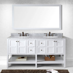 Virtu USA Winterfell 72" Double Bath Vanity with Marble Top and Round Sink with Mirror - Luxe Bathroom Vanities Luxury Bathroom Fixtures Bathroom Furniture
