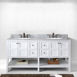 Virtu USA Winterfell 72" Double Bath Vanity with Marble Top and Round Sink - Luxe Bathroom Vanities Luxury Bathroom Fixtures Bathroom Furniture