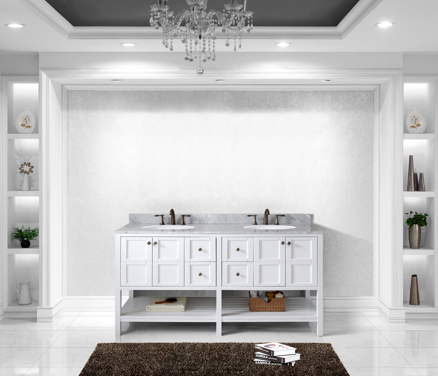 Virtu USA Winterfell 72" Double Bath Vanity with Marble Top and Round Sink - Luxe Bathroom Vanities Luxury Bathroom Fixtures Bathroom Furniture