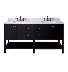 Virtu USA Winterfell 72" Double Bath Vanity in Espresso with Marble Top and Square Sink - Luxe Bathroom Vanities Luxury Bathroom Fixtures Bathroom Furniture