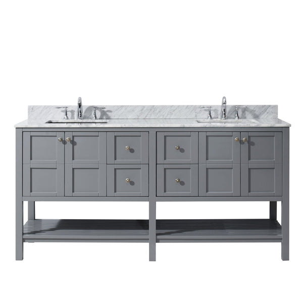 Virtu USA Winterfell 72" Double Bath Vanity with Marble Top and Square Sink - Luxe Bathroom Vanities