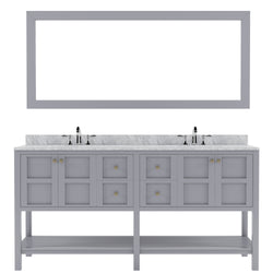 Virtu USA Winterfell 72" Double Bath Vanity with Marble Top and Square Sink with Mirror - Luxe Bathroom Vanities