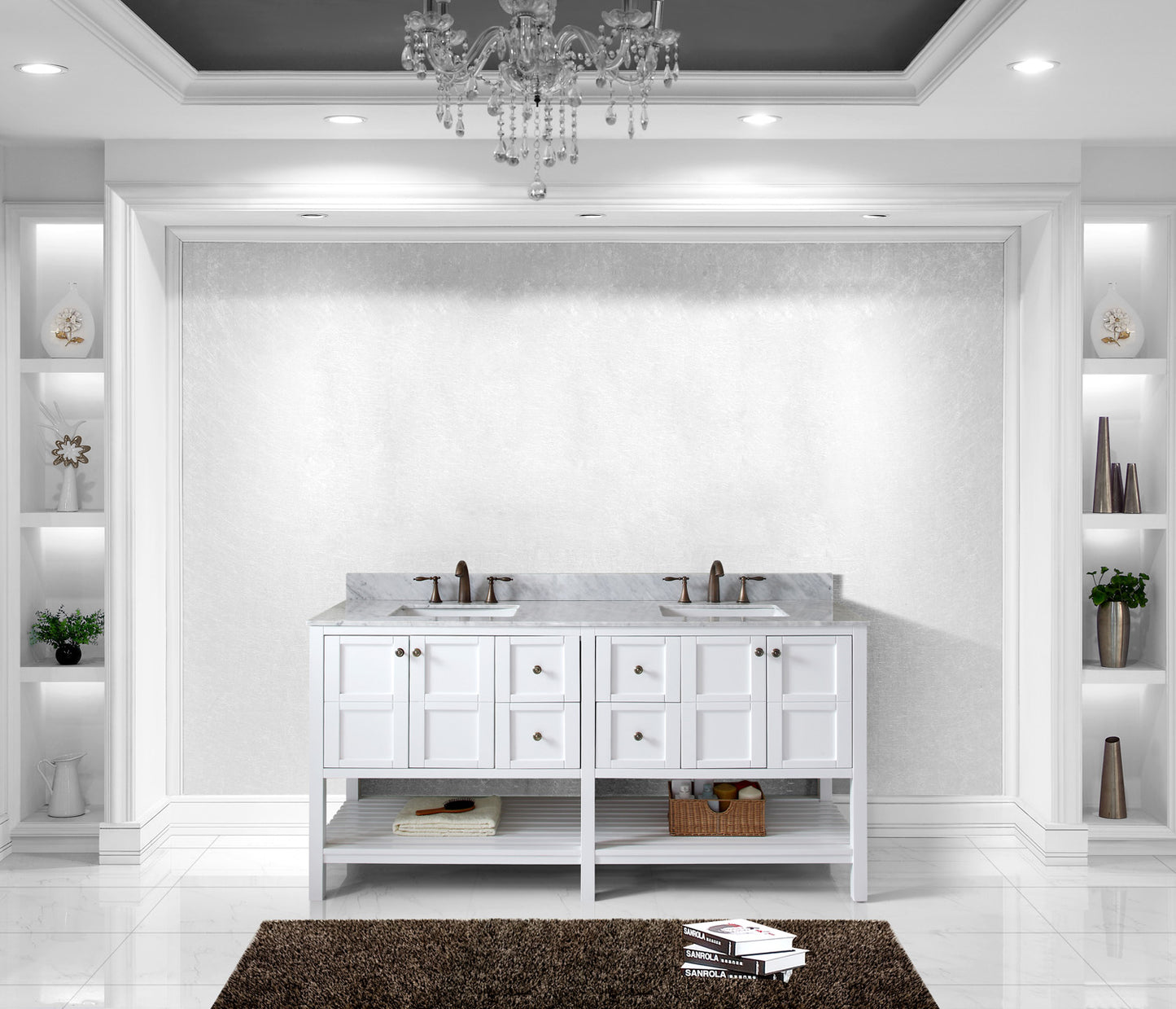 Virtu USA Winterfell 72" Double Bath Vanity with Marble Top and Square Sink - Luxe Bathroom Vanities