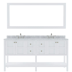 Virtu USA Winterfell 72" Double Bath Vanity with Marble Top and Square Sink with Mirror - Luxe Bathroom Vanities