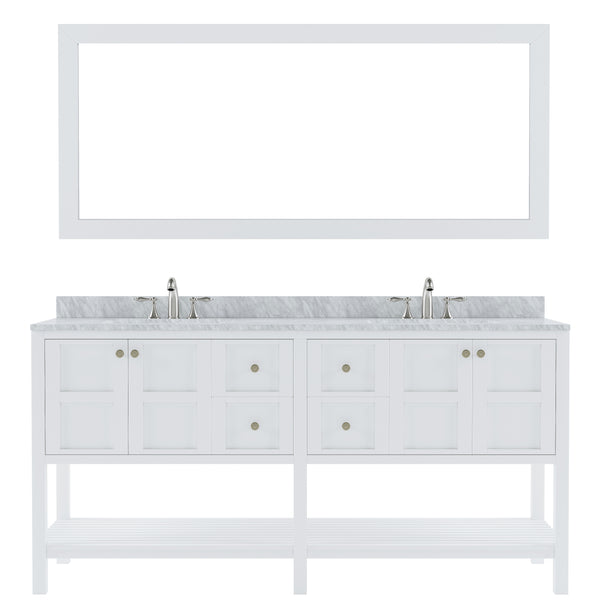 Virtu USA Winterfell 72" Double Bath Vanity with Marble Top and Square Sink with Mirror - Luxe Bathroom Vanities