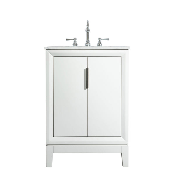 Water Creation Elizabeth 24" Inch Single Sink Carrara White Marble Vanity with Faucet - Luxe Bathroom Vanities