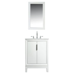 Water Creation Elizabeth 24" Inch Single Sink Carrara White Marble Vanity with Matching Mirror and Lavatory Faucet - Luxe Bathroom Vanities