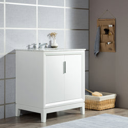 Water Creation Elizabeth 30" Inch Single Sink Carrara White Marble Vanity with Faucet - Luxe Bathroom Vanities