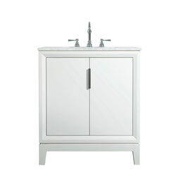 Water Creation Elizabeth 30" Inch Single Sink Carrara White Marble Vanity with Lavatory Faucet - Luxe Bathroom Vanities