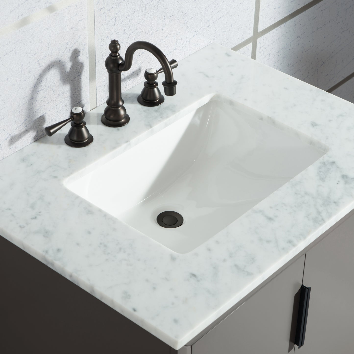 Water Creation Elizabeth 30" Inch Single Sink Carrara White Marble Vanity with Lavatory Faucet - Luxe Bathroom Vanities