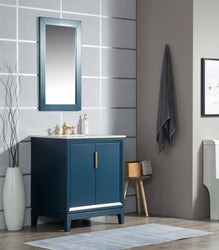 Water Creation Elizabeth 30" Inch Single Sink Carrara White Marble Vanity with Matching Mirror - Luxe Bathroom Vanities