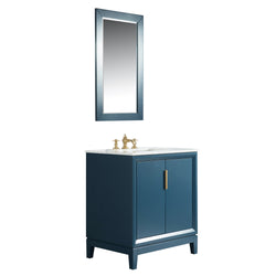 Water Creation Elizabeth 30" Inch Single Sink Carrara White Marble Vanity with Matching Mirror and Faucet - Luxe Bathroom Vanities