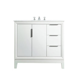 Water Creation Elizabeth 36" Inch Single Sink Carrara White Marble Vanity - Luxe Bathroom Vanities