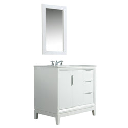 Water Creation Elizabeth 36" Inch Single Sink Carrara White Marble Vanity with Matching Mirror and Lavatory Faucet - Luxe Bathroom Vanities