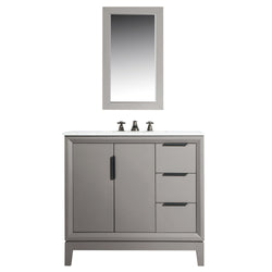 Water Creation Elizabeth 36" Inch Single Sink Carrara White Marble Vanity with Matching Mirror and Lavatory Faucet - Luxe Bathroom Vanities