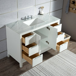 Water Creation Elizabeth 48" Inch Single Sink Carrara White Marble Vanity - Luxe Bathroom Vanities