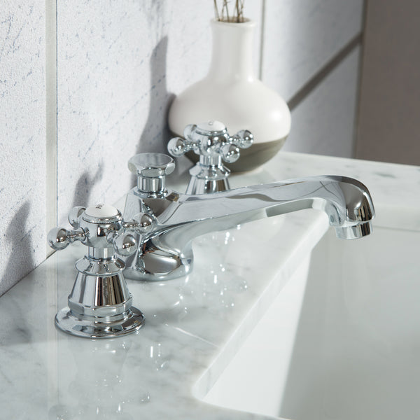 Water Creation Elizabeth 48" Inch Single Sink Carrara White Marble Vanity with Lavatory Faucet - Luxe Bathroom Vanities