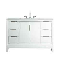 Water Creation Elizabeth 48" Single Sink Carrara White Marble Vanity with Lavatory Faucet - Luxe Bathroom Vanities