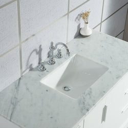 Water Creation Elizabeth 48" Single Sink Carrara White Marble Vanity with Lavatory Faucet - Luxe Bathroom Vanities