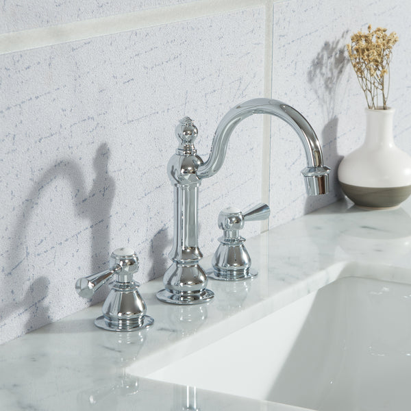 Water Creation Elizabeth 48" Single Sink Carrara White Marble Vanity with Lavatory Faucet - Luxe Bathroom Vanities
