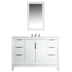 Water Creation Elizabeth 48" Single Sink Carrara White Marble Vanity with Matching Mirror - Luxe Bathroom Vanities