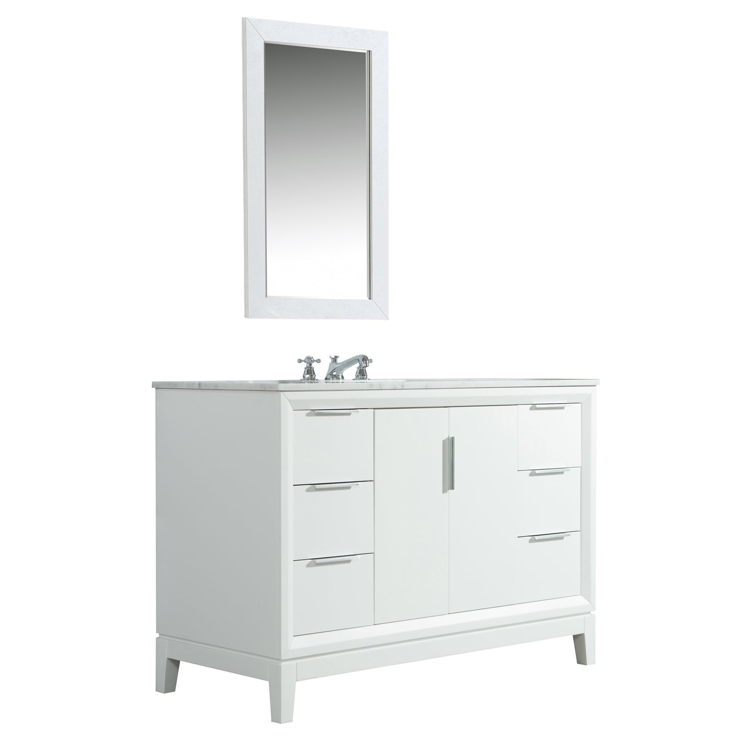 Water Creation Elizabeth 48" Single Sink Carrara White Marble Vanity with Matching Mirror - Luxe Bathroom Vanities