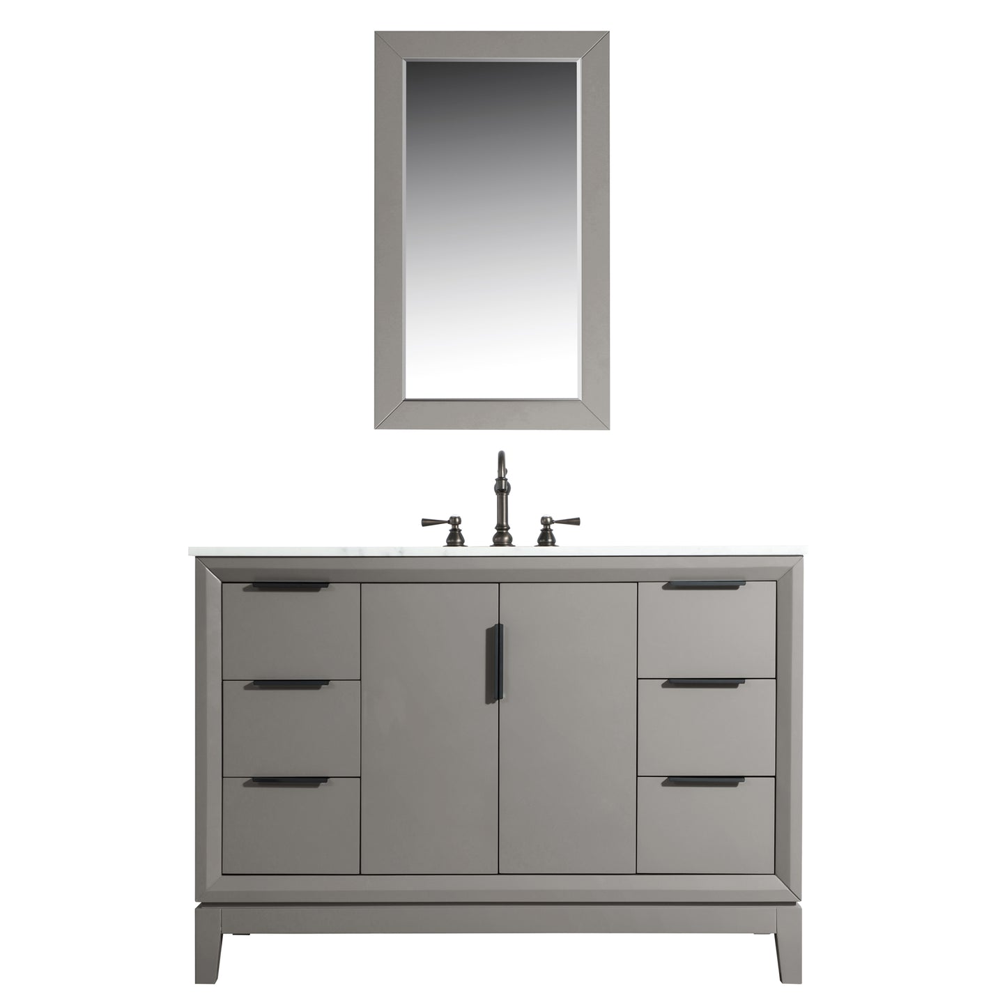 Water Creation Elizabeth 48" Single Sink Carrara White Marble Vanity with Matching Mirror and Lavatory Faucet - Luxe Bathroom Vanities