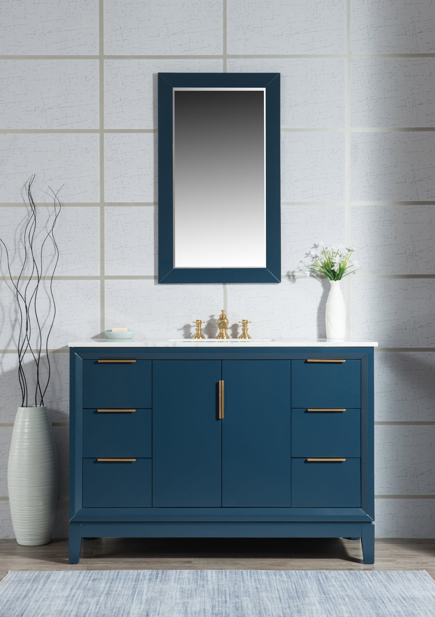 Water Creation Elizabeth 48" Inch Single Sink Carrara White Marble Vanity - Luxe Bathroom Vanities