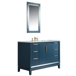 Water Creation Elizabeth 48" Single Sink Carrara White Marble Vanity with Matching Mirror - Luxe Bathroom Vanities