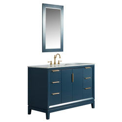 Water Creation Elizabeth 48" Inch Single Sink Carrara White Marble Vanity with Matching Mirror and Lavatory Faucet - Luxe Bathroom Vanities