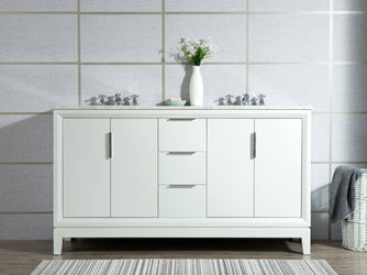 Water Creation Elizabeth 60" Inch Double Sink Carrara White Marble Vanity - Luxe Bathroom Vanities