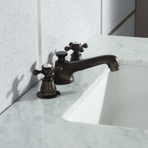 Water Creation Elizabeth 60" Inch Double Sink Carrara White Marble Vanity with Lavatory Faucet - Luxe Bathroom Vanities